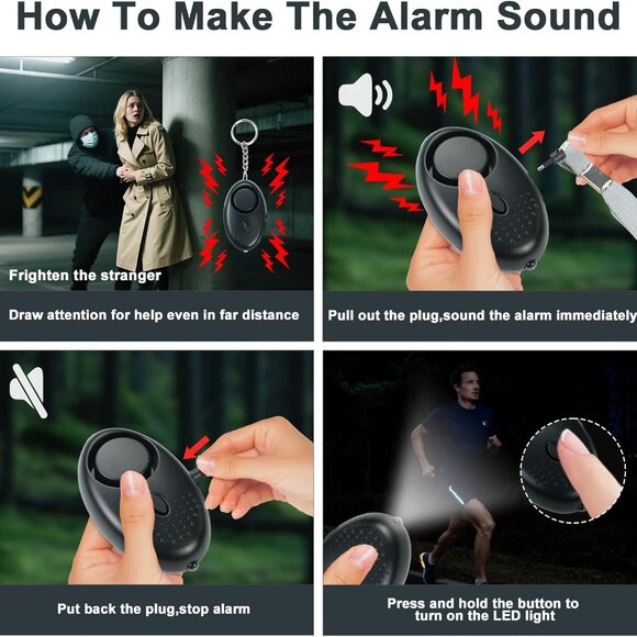 10PCS Women Safety Keychain Set Alarm Whistle Wristlet Personal Defense - Picture 4 of 7